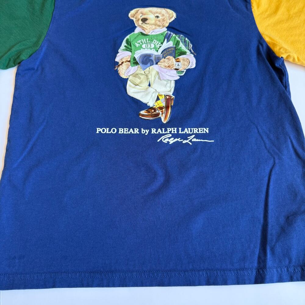 Polo Ralph Lauren Jersey Polo Bear Blue Short Sleeve Shirt Medium 10/12 - Picture 7 of 10